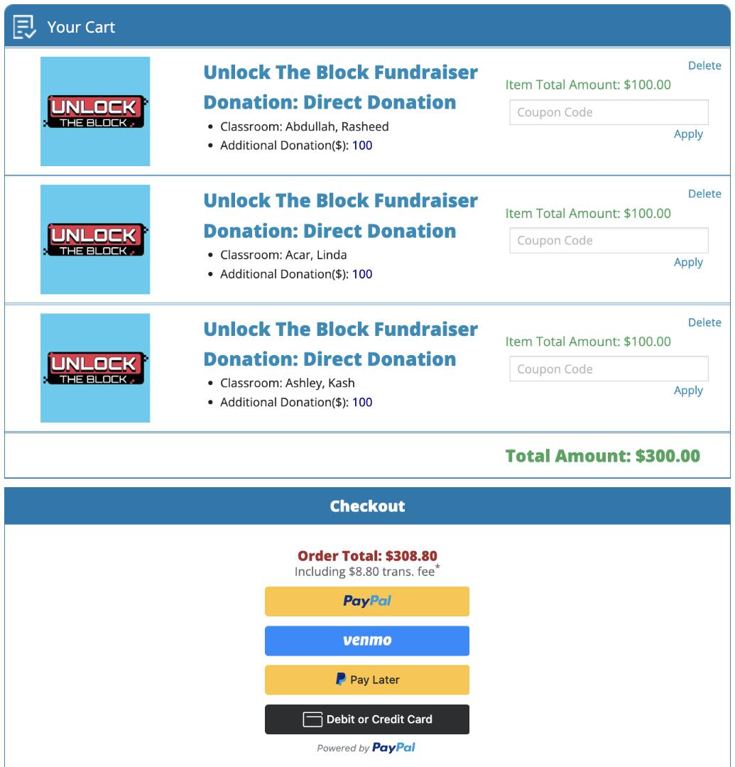 Multiple Student Donation Instructions